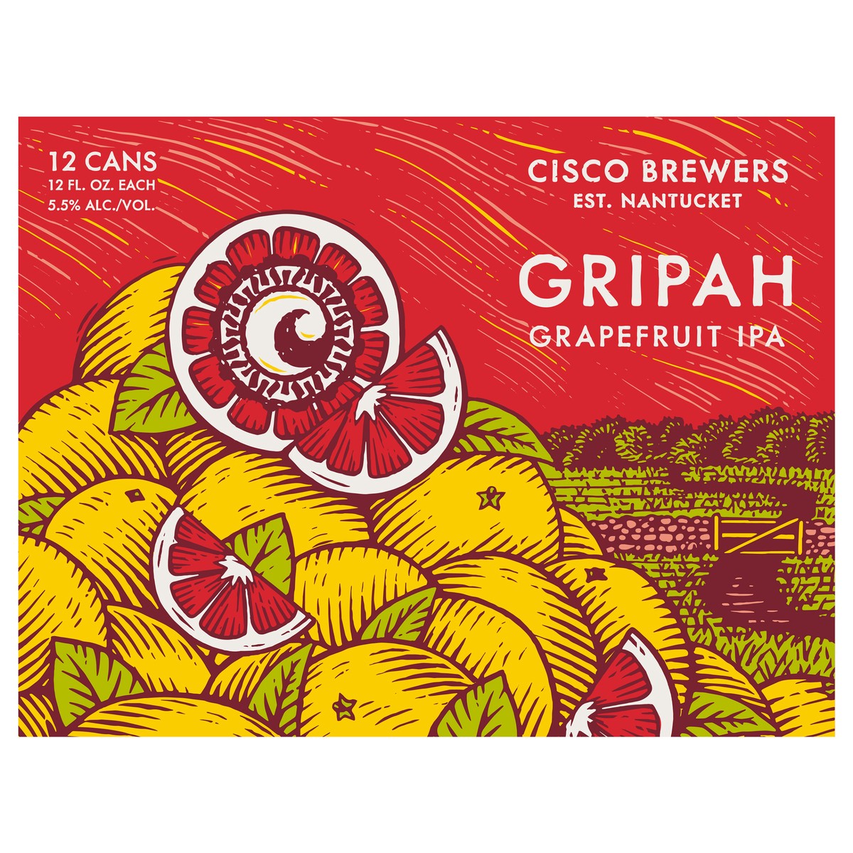 slide 1 of 3, Cisco Brewers Gripah Grapefruit IPA, 12 Pack Beer, 12 fl. Oz. Cans, 5.5% ABV, 12 ct