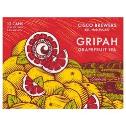 Cisco Brewers Gripah Grapefruit IPA, 12 Pack Beer, 12 fl. Oz. Cans, 5.5% ABV