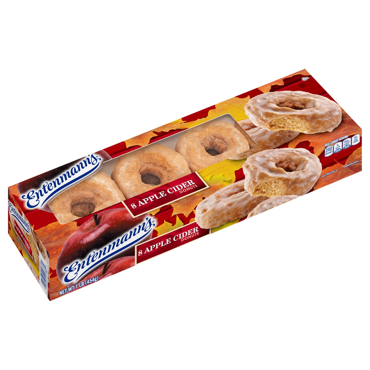 slide 9 of 9, Entenmann's Apple Cider Donuts, 8 count, Donuts, 16 oz Box, 8 ct