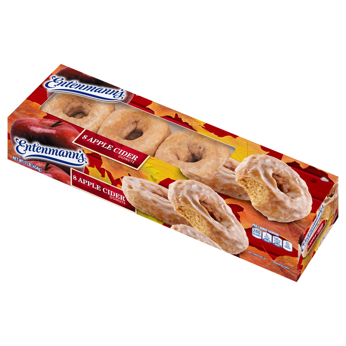 slide 5 of 9, Entenmann's Apple Cider Donuts, 8 count, Donuts, 16 oz Box, 8 ct