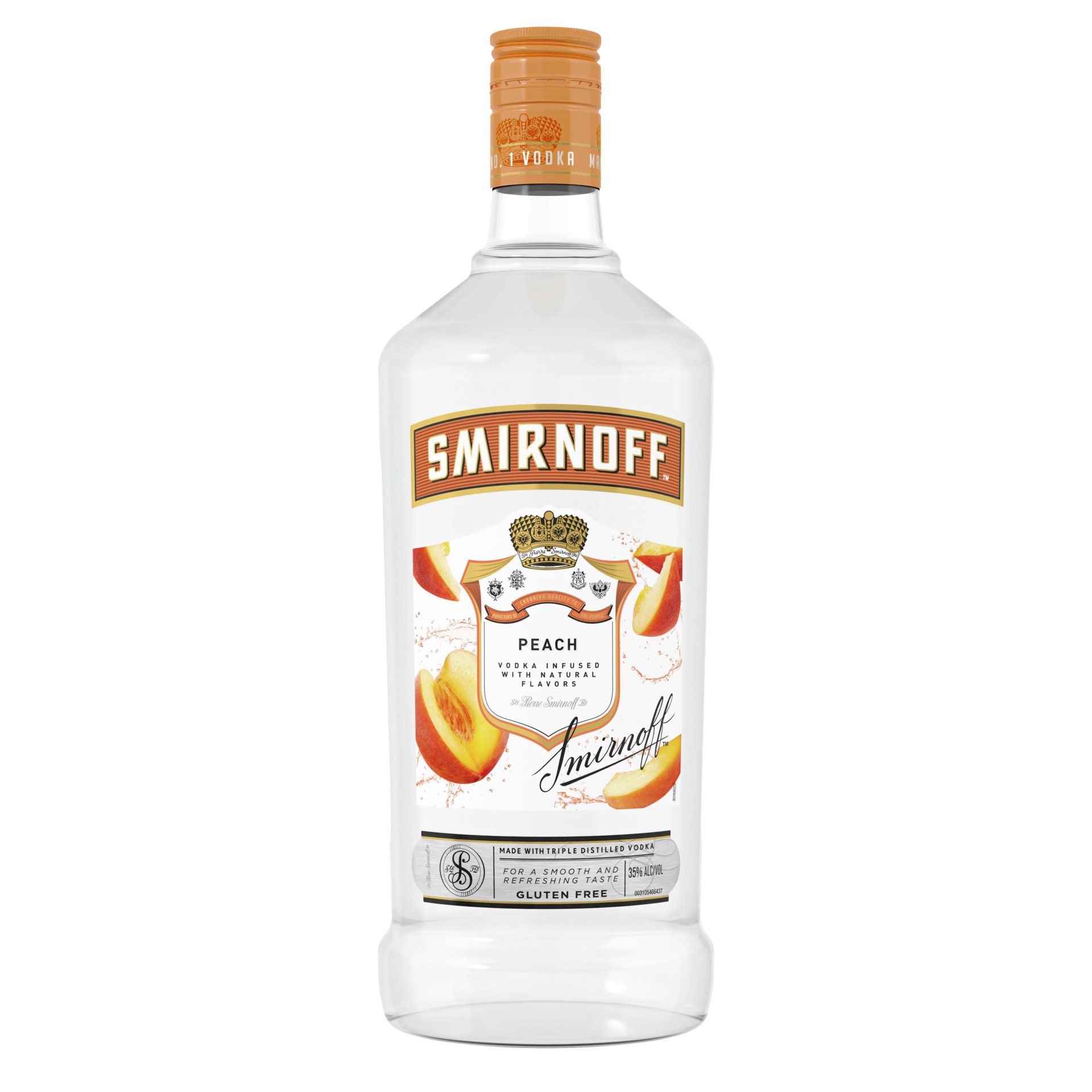 slide 1 of 3, Smirnoff Peach (Vodka Infused With Natural Flavors), 1.75 L, 1.75 liter