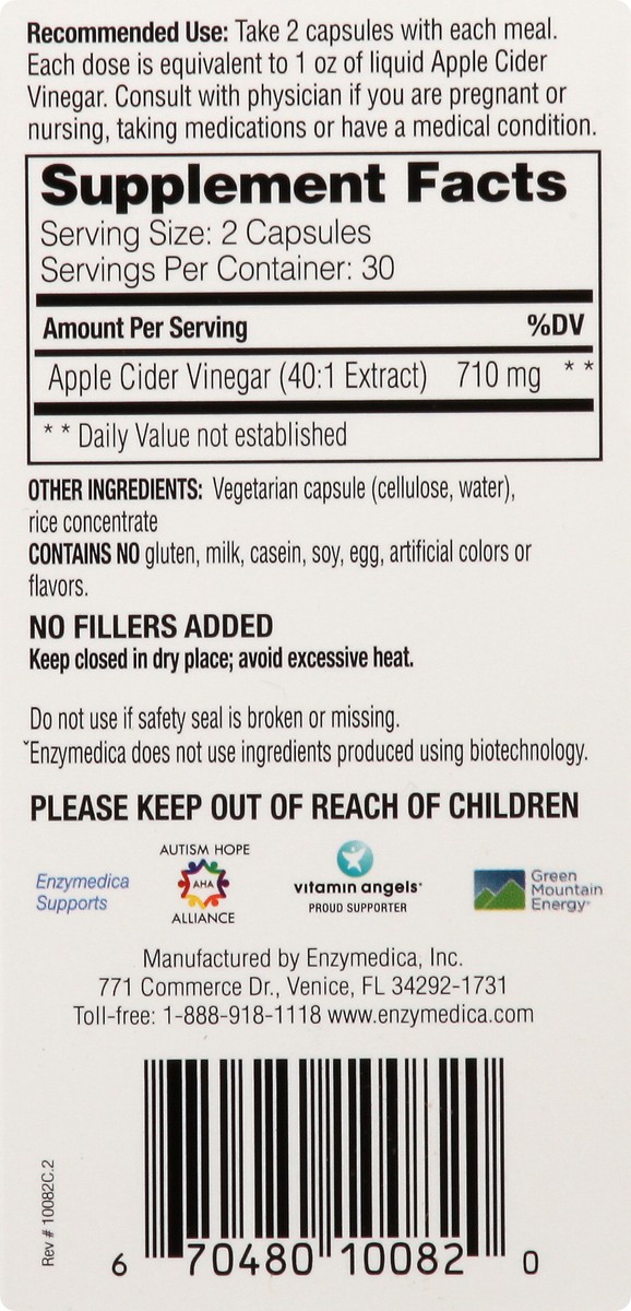 slide 8 of 12, Enzymedica Apple Cider Vinegar 60 ea, 60 ct