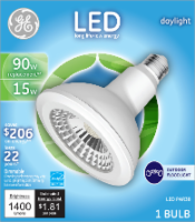 slide 1 of 1, GE LED 15-Watt (90-Watt) Daylight Outdoor Floodlight Light Bulb, 1 ct