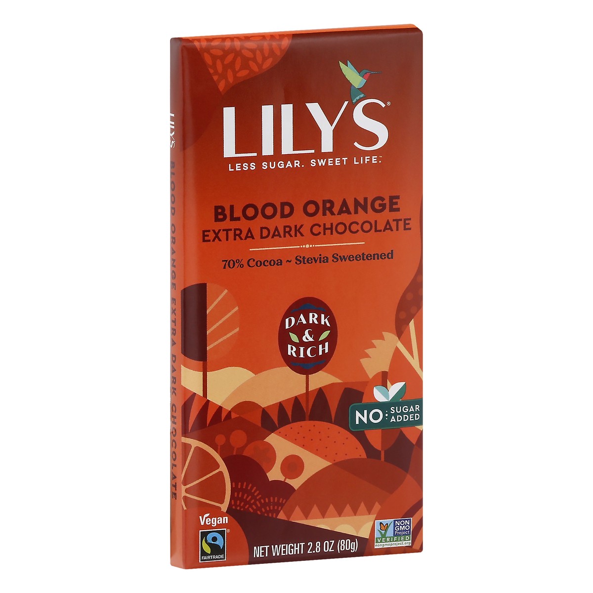 slide 2 of 9, Lily's Extra Dark 70% Cocoa Blood Orange Chocolate 2.8 oz, 2.8 oz