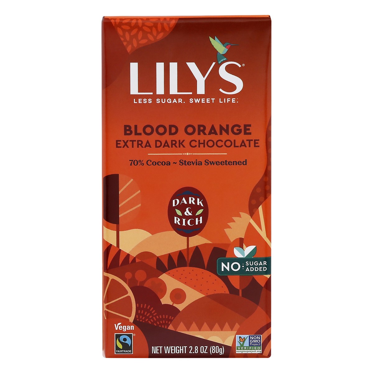 slide 1 of 9, Lily's Extra Dark 70% Cocoa Blood Orange Chocolate 2.8 oz, 2.8 oz