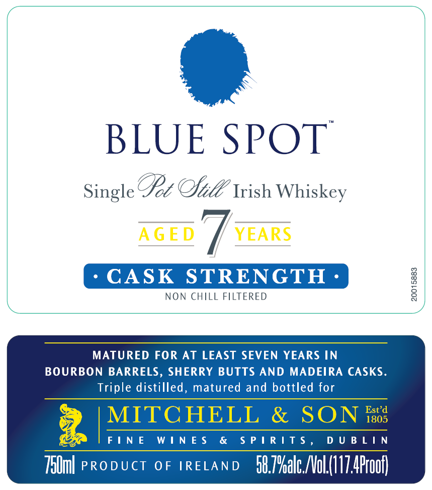 slide 6 of 7, Spot Irish Whiskey Blue Spot Irish Single Pot Still Whiskey 750mL, 117.4 Proof, 750 ml