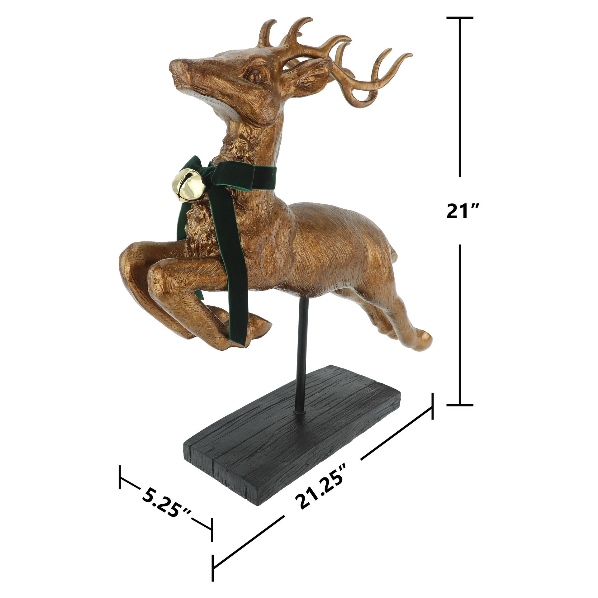 slide 4 of 4, 21" Antique Copper Leaping Reindeer With Bell Tabletop Decor By Ashland, 21.25 in x 5.25 in x 21 in