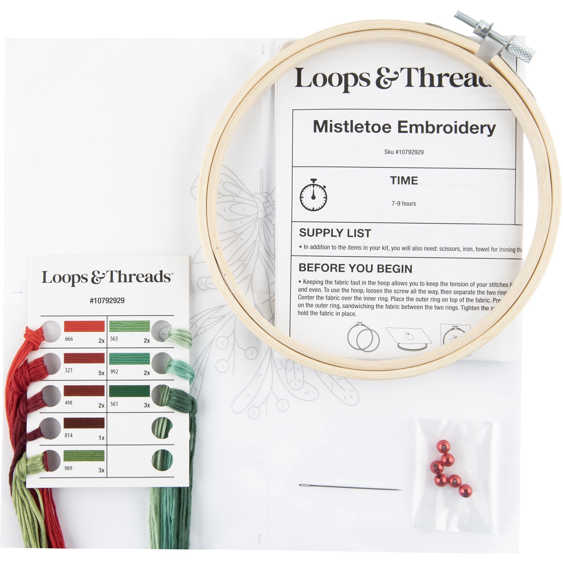 slide 2 of 3, 6" Mistletoe Embroidery Kit By Loops & Threads, 6 in