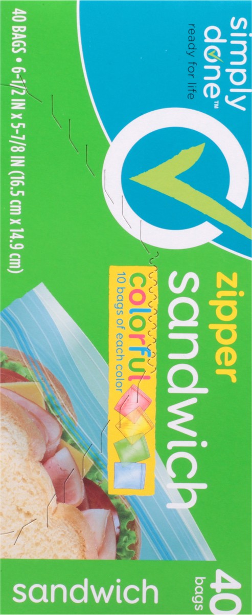 slide 5 of 9, Simply Done Zipper Colorful Sandwich Bags 40 ea, 40 ct