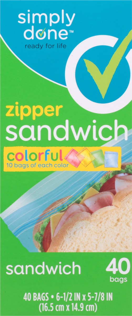 slide 1 of 9, Simply Done Zipper Colorful Sandwich Bags 40 ea, 40 ct