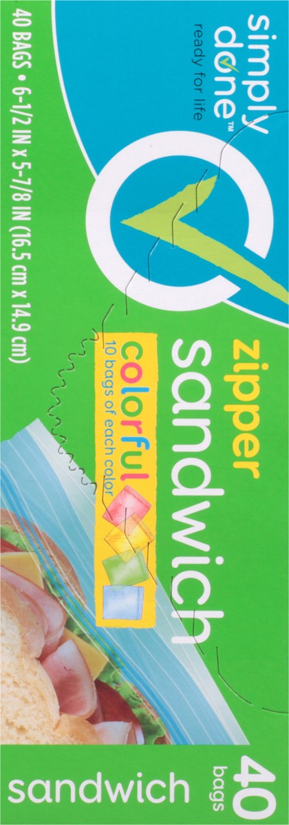 slide 9 of 9, Simply Done Zipper Colorful Sandwich Bags 40 ea, 40 ct