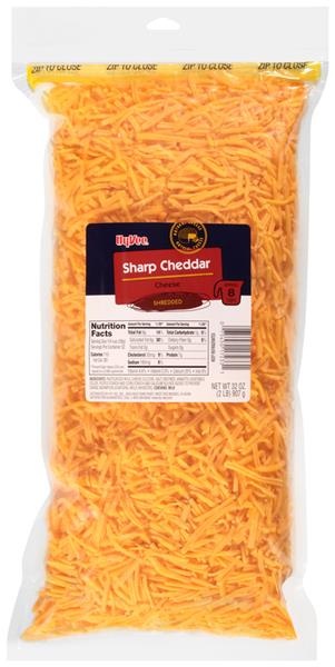 slide 1 of 1, Hy-vee Sharp Cheddar Shredded Cheese, 32 oz