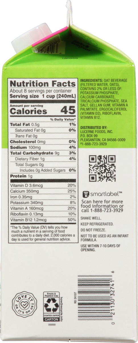 slide 5 of 13, Opn Nat Original Unsweetened Oatmilk 64 Fz - 64 FZ, 64 fl oz