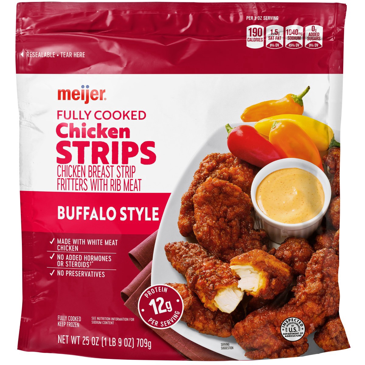 slide 1 of 5, Meijer Buffalo Chicken Strips, 25 oz