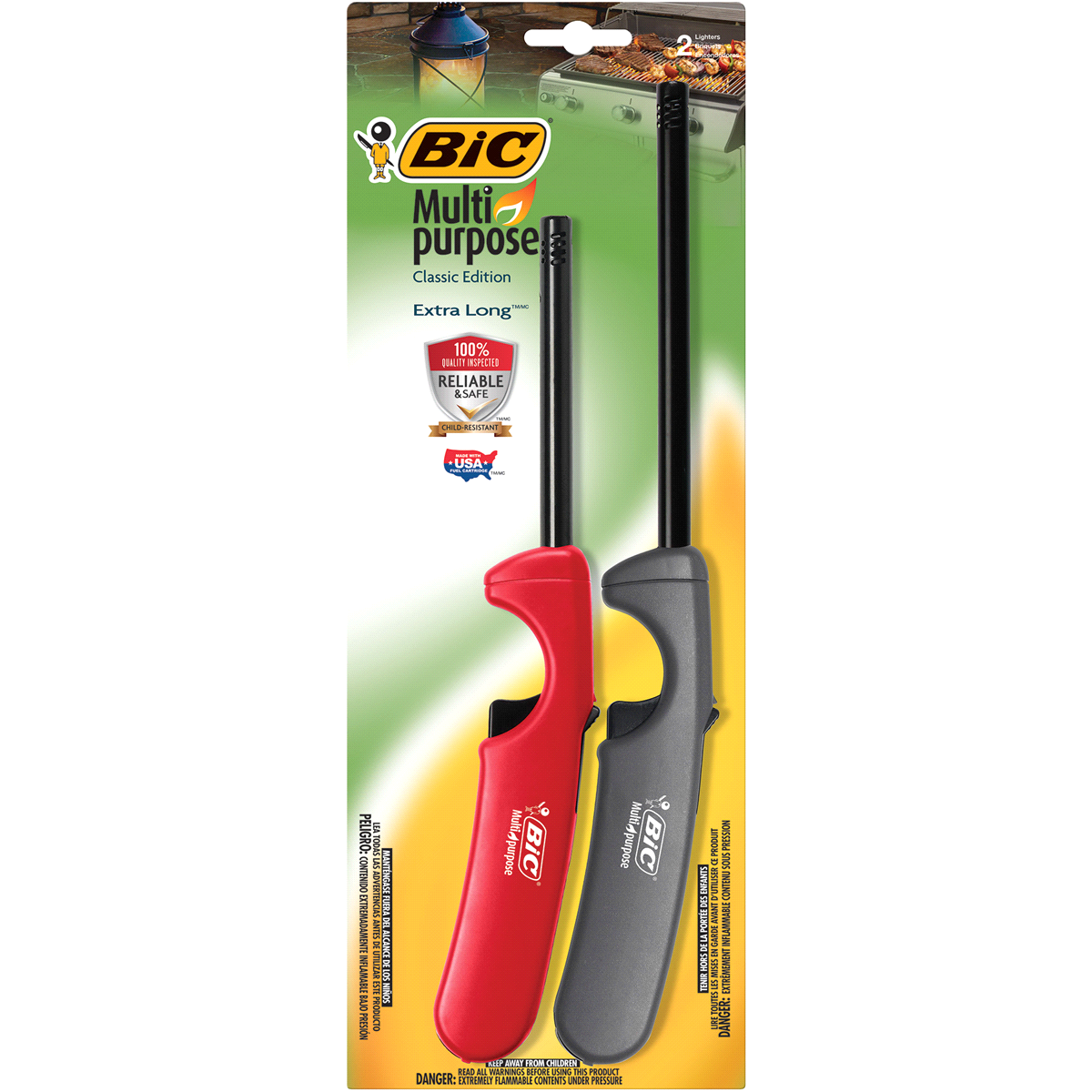 slide 1 of 4, BIC Multi-Purpose Classic Edition Extra Long Lighter 2 ea, 2 ct