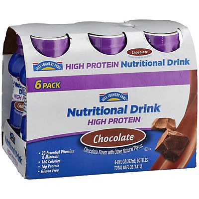 slide 1 of 1, Hill Country Fare High Protein Chocolate Nutritional Drink 6 pk, 8 oz