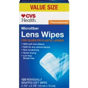 slide 1 of 1, CVS Health Microfiber Pre-Moistened Lens Wipes, 120 ct