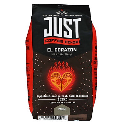 slide 1 of 1, Just Coffee Co-Op El Corazon Medium Roast Whole Bean Coffee, 12 oz