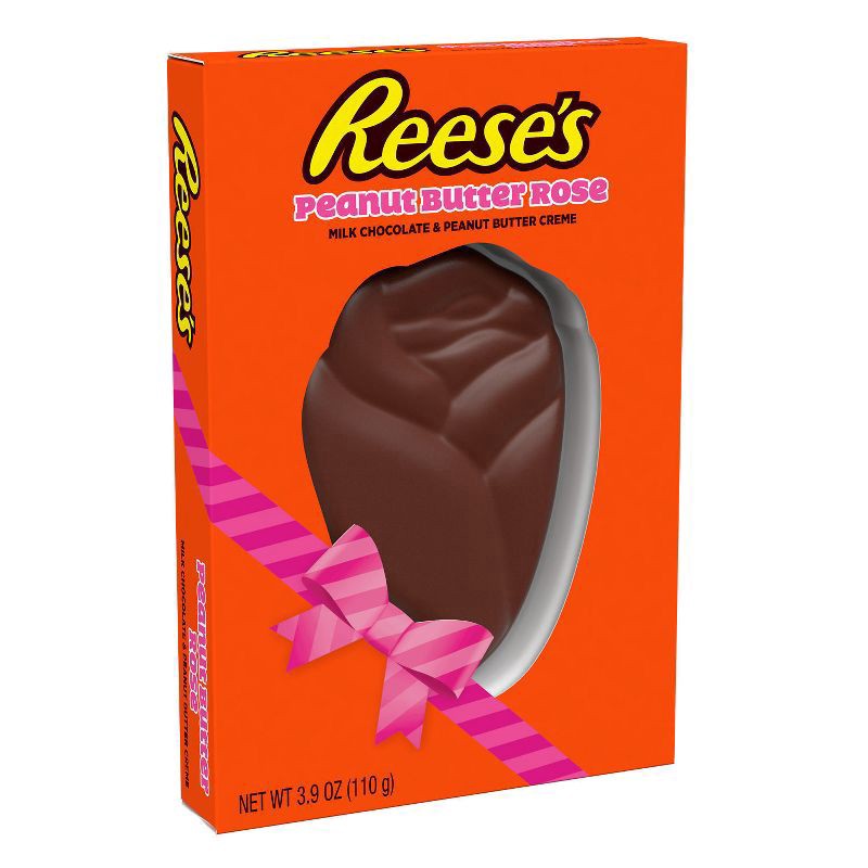 slide 1 of 8, Reese's Milk Chocolate Peanut Butter Creme Rose, Valentine's Day Candy Gift Box, 3.9 oz, 3.9 oz