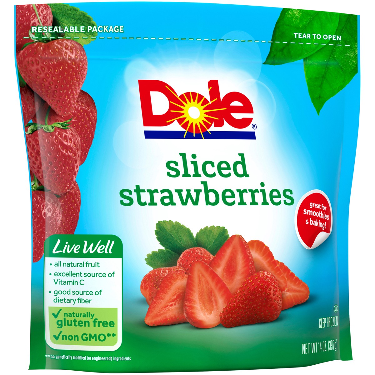 slide 2 of 9, Dole Sliced Frozen Strawberries 14 oz. Pouch, 14 oz