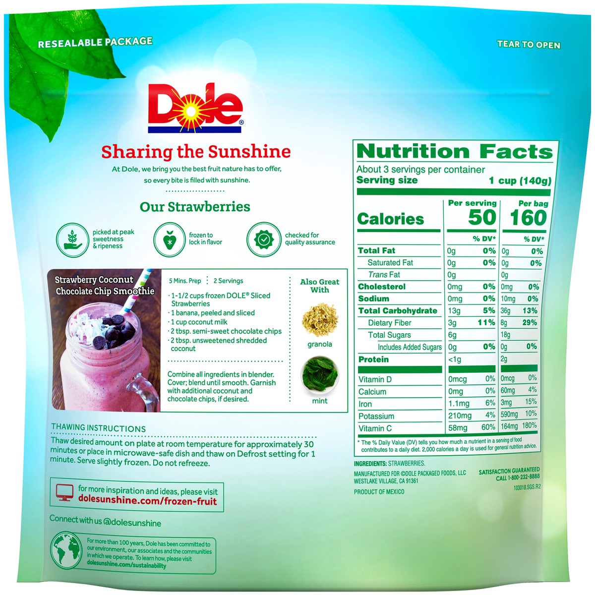 slide 4 of 9, Dole Sliced Frozen Strawberries 14 oz. Pouch, 14 oz