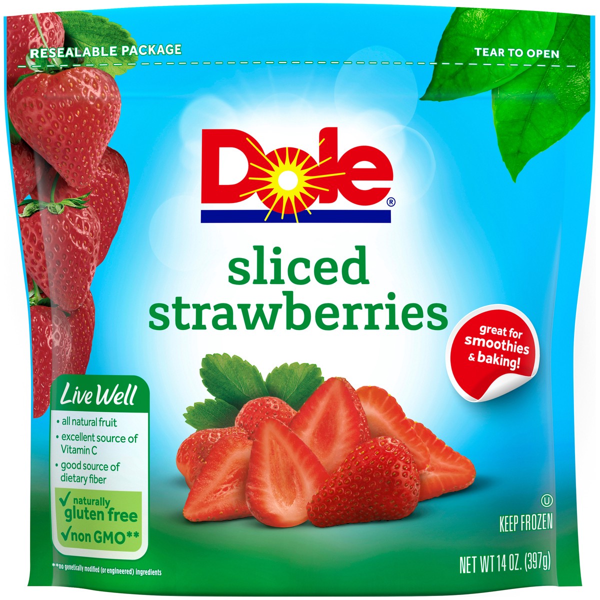 slide 7 of 9, Dole Sliced Frozen Strawberries 14 oz. Pouch, 14 oz