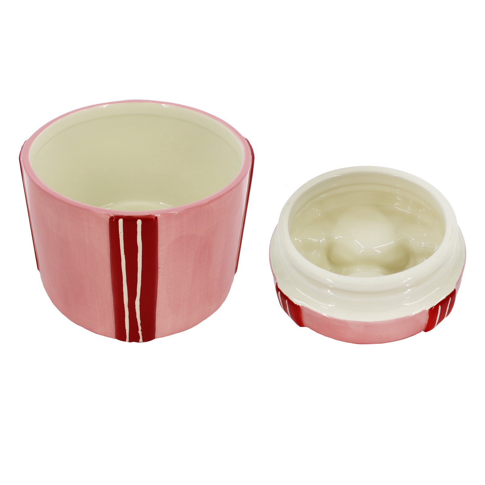 slide 2 of 4, 6.5" Pink & Red Gift Ceramic Container With Lid By Ashland, 6.5 in