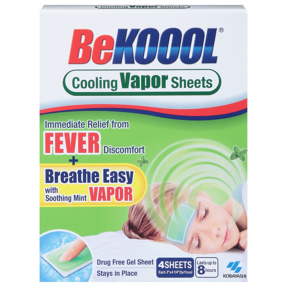 slide 1 of 4, BeKoool with Soothing Mint Cooling Vapor Sheets with Soothing Mint 4 ea, 4 ct