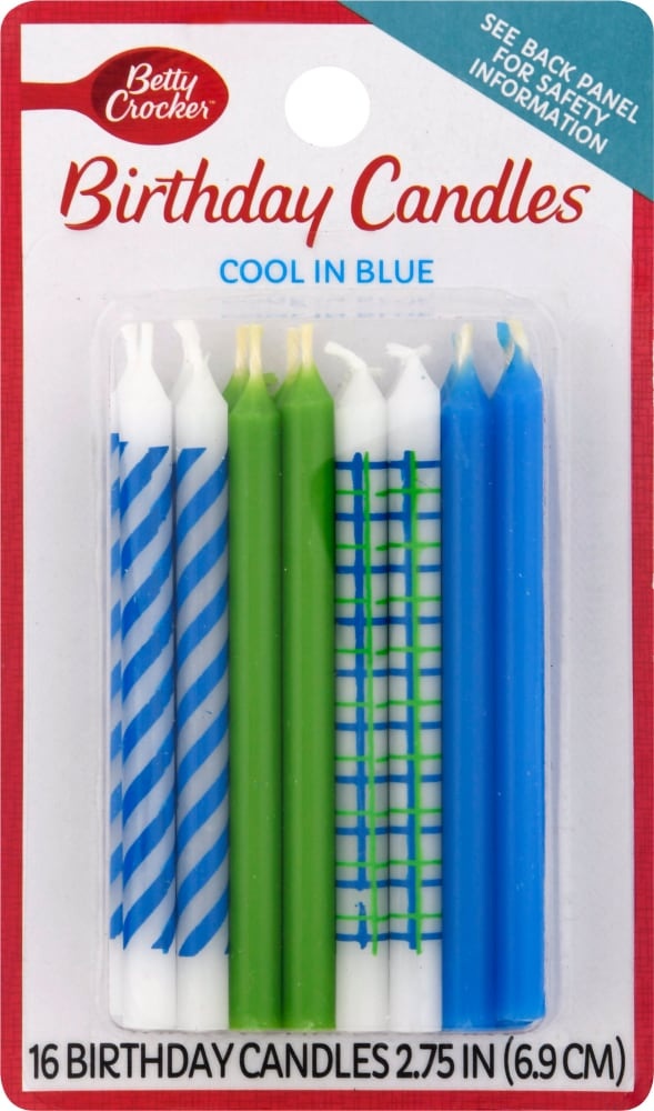 slide 1 of 2, Betty Crocker Cool in Blue Birthday Candles, 16 ct