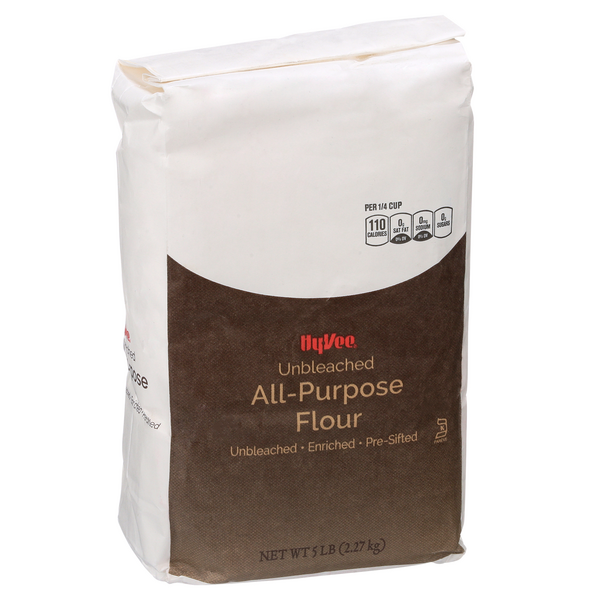 slide 1 of 8, Hy-vee Unbleached Enriched Pre-sifted All-purpose Flour, 5 lb