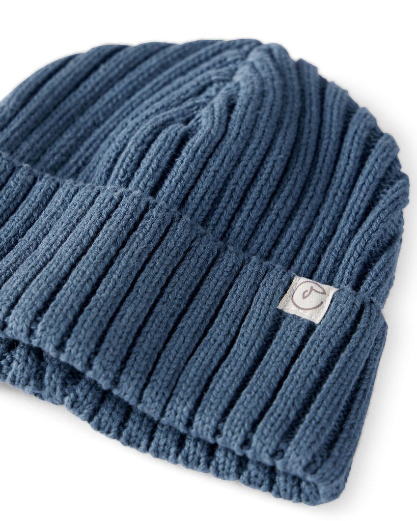 slide 2 of 2, Littleplanet Baby Organic Cotton Sweater Knit Beanie Sea Blue 0-3M, 1 ct