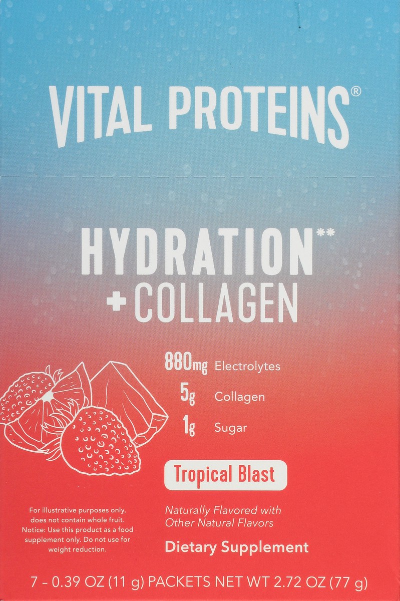 slide 2 of 13, Vital Proteins Hydration + Collagen Tropical Blast Flavor Packets, 7 ct