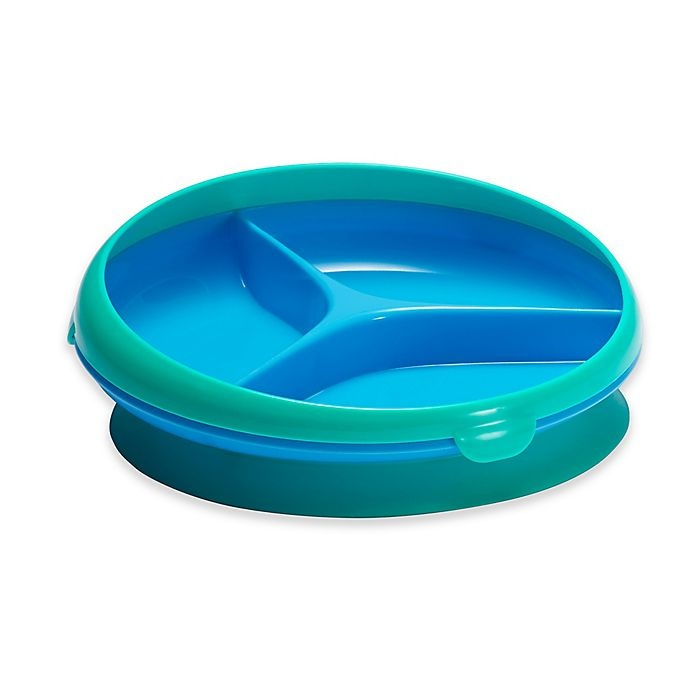 slide 1 of 1, Tomy Toddler Suction-Bottom 3-Section Plate - Aqua/Blue, 1 ct