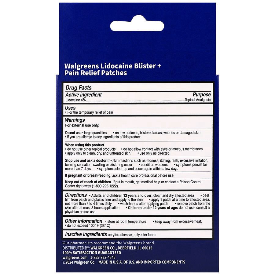 slide 4 of 5, Walgreens Lidocaine Blister + Pain Relief Patches Assorted, 12 ct