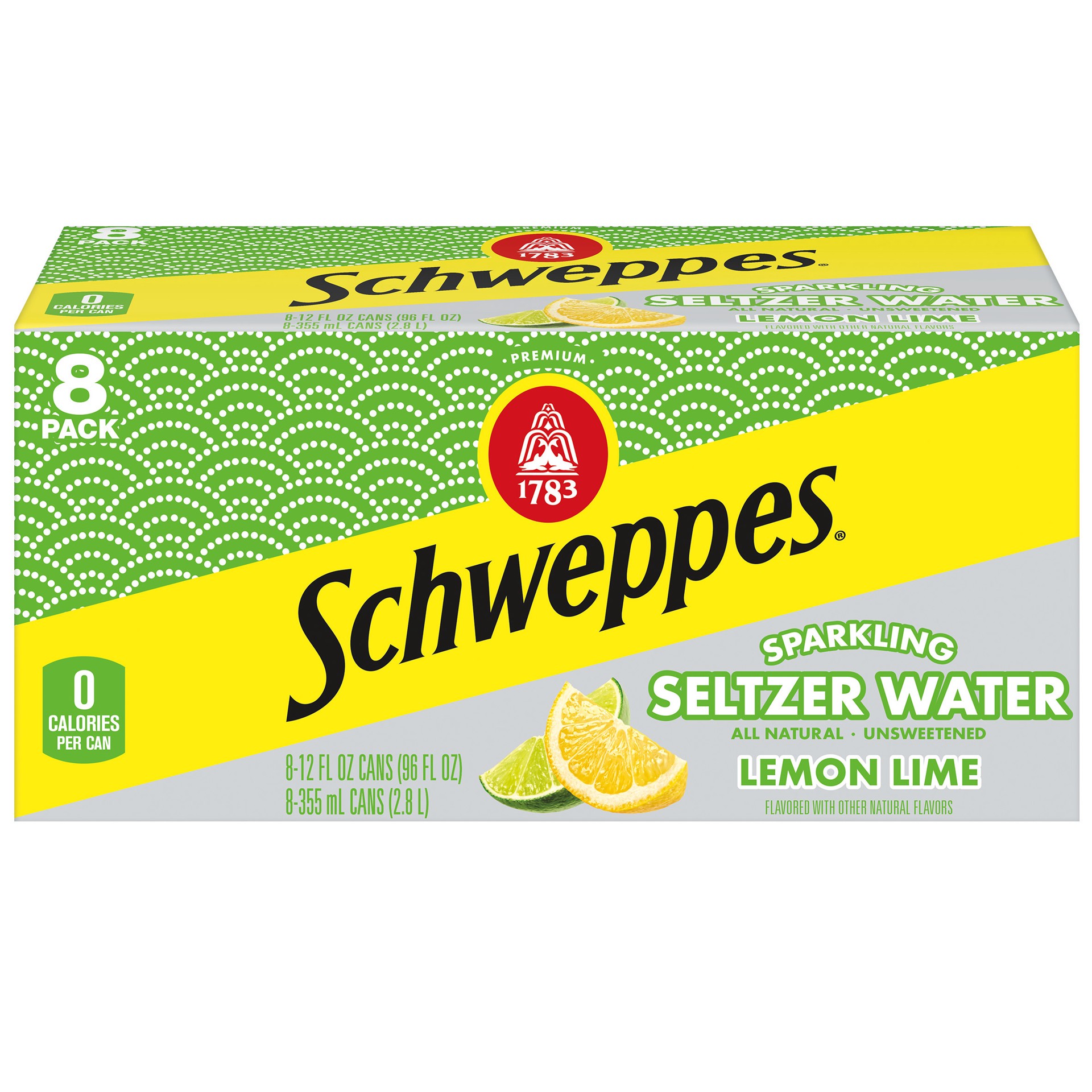 slide 1 of 7, Schweppes Lemon Lime Sparkling Water Beverage, 12 fl oz cans, 8 pack, 8 ct