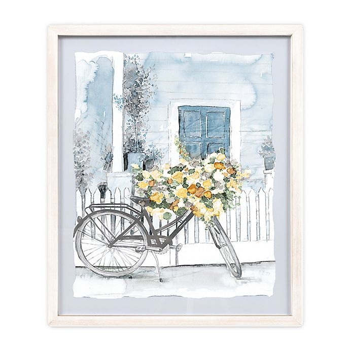 slide 1 of 1, Designs Direct Designed Direct Watercolor Floral Bike Printed Wall Art - Blue, 21.07 in x 17.07 in