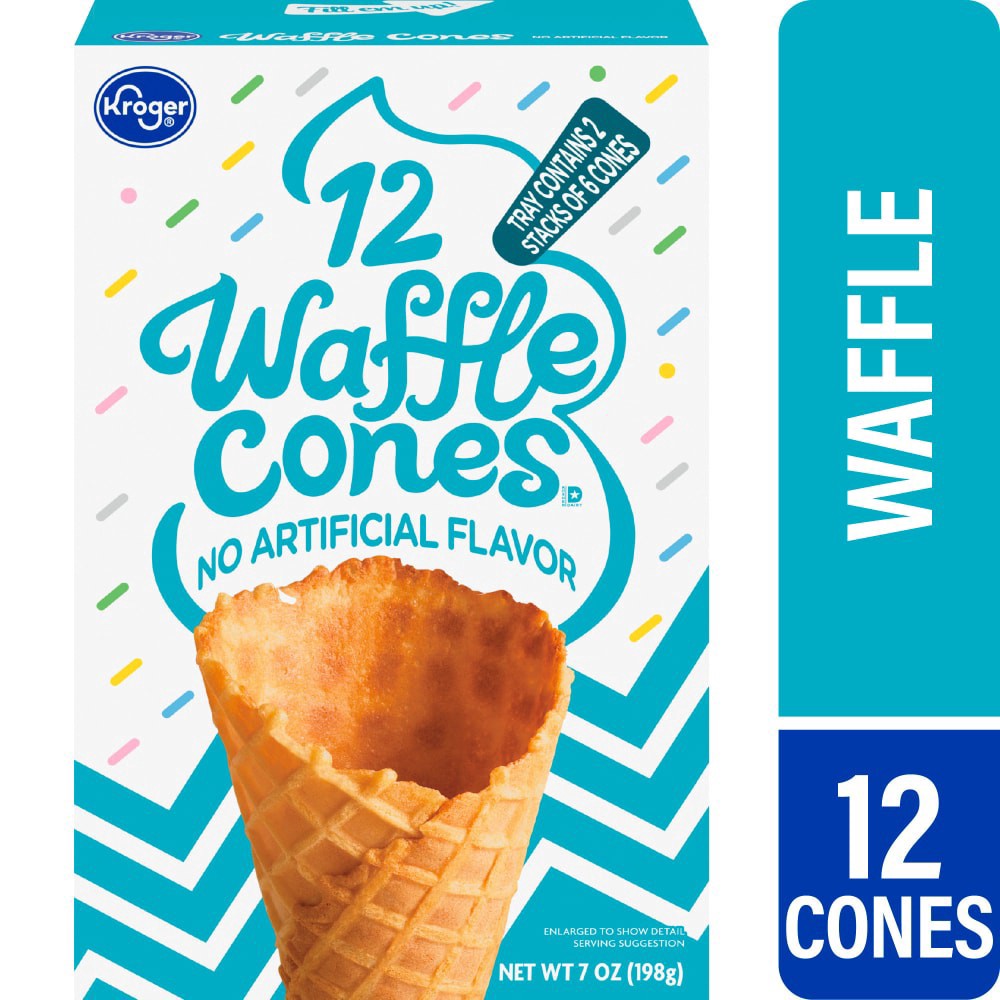 slide 1 of 4, Kroger Ice Cream Waffle Cones, 12 ct; 7 oz