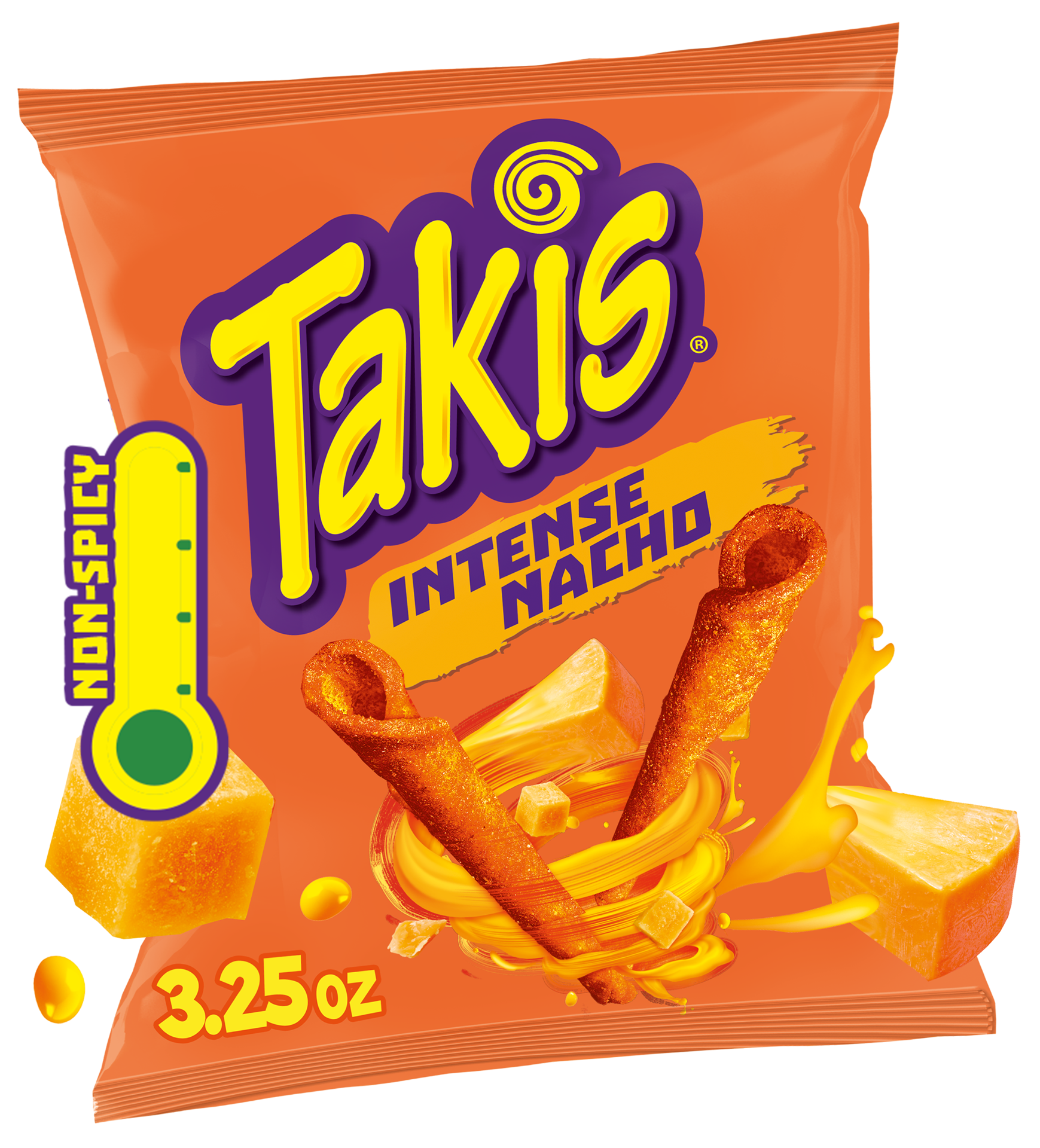 slide 1 of 9, Takis Intense Nacho 3.25 oz Snack Size Bag, Cheese Flavored Non-Spicy Cheesy Rolled Tortilla Chips, 3.25 oz