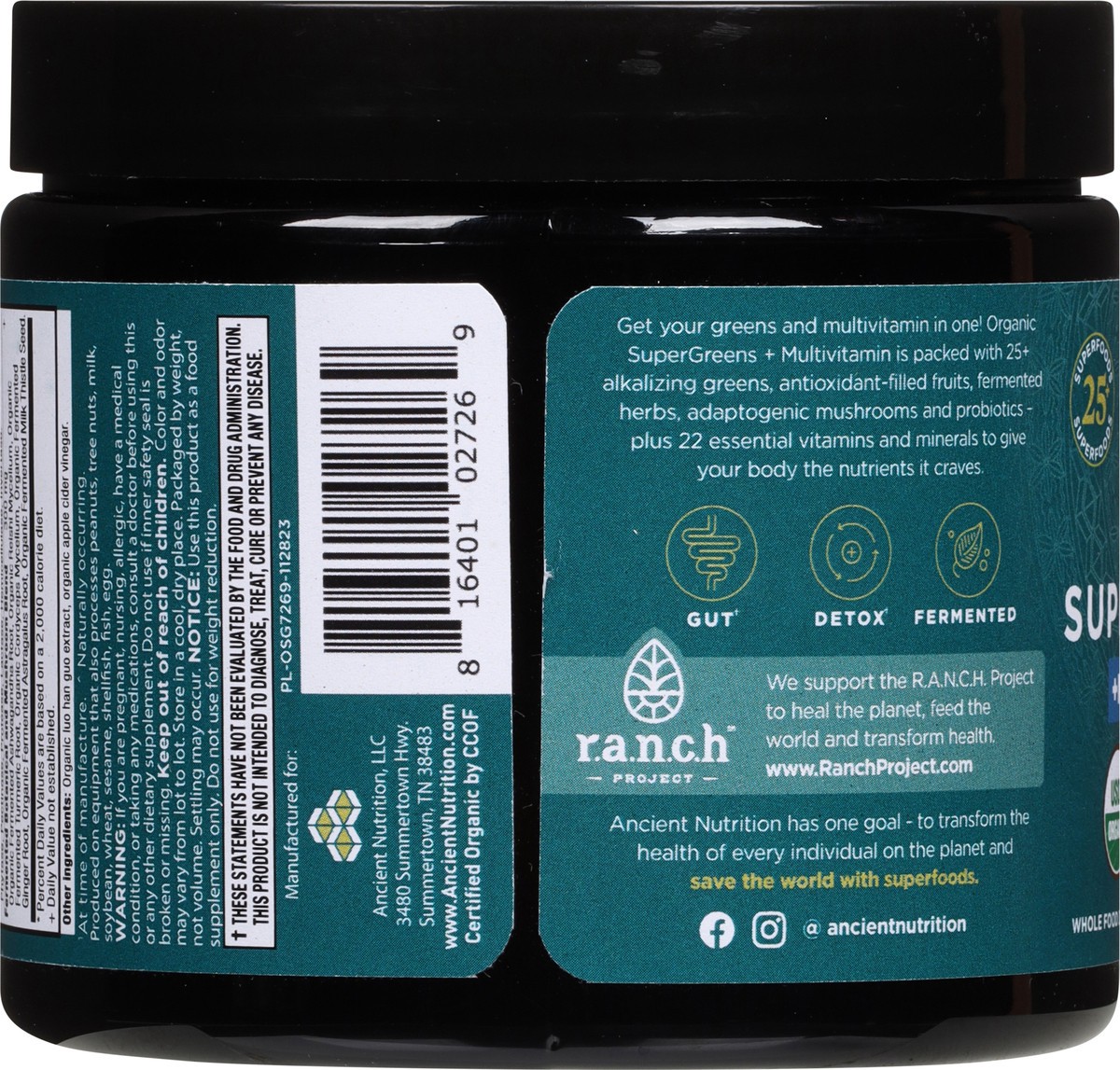 slide 11 of 13, Ancient Nutrition Organic SuperGreens +Multivitamin 3.6 oz, 3.60 oz