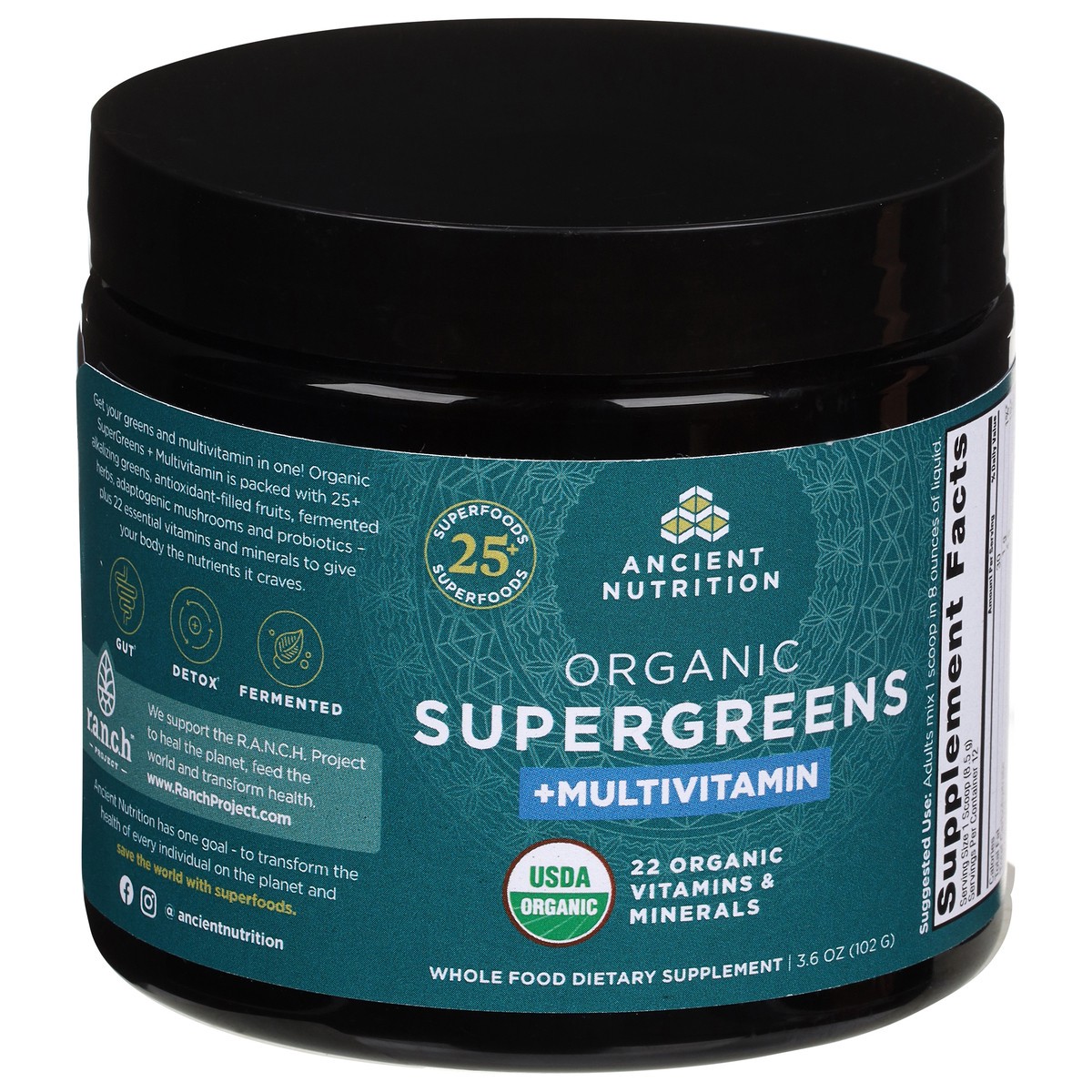 slide 6 of 13, Ancient Nutrition Organic SuperGreens +Multivitamin 3.6 oz, 3.60 oz