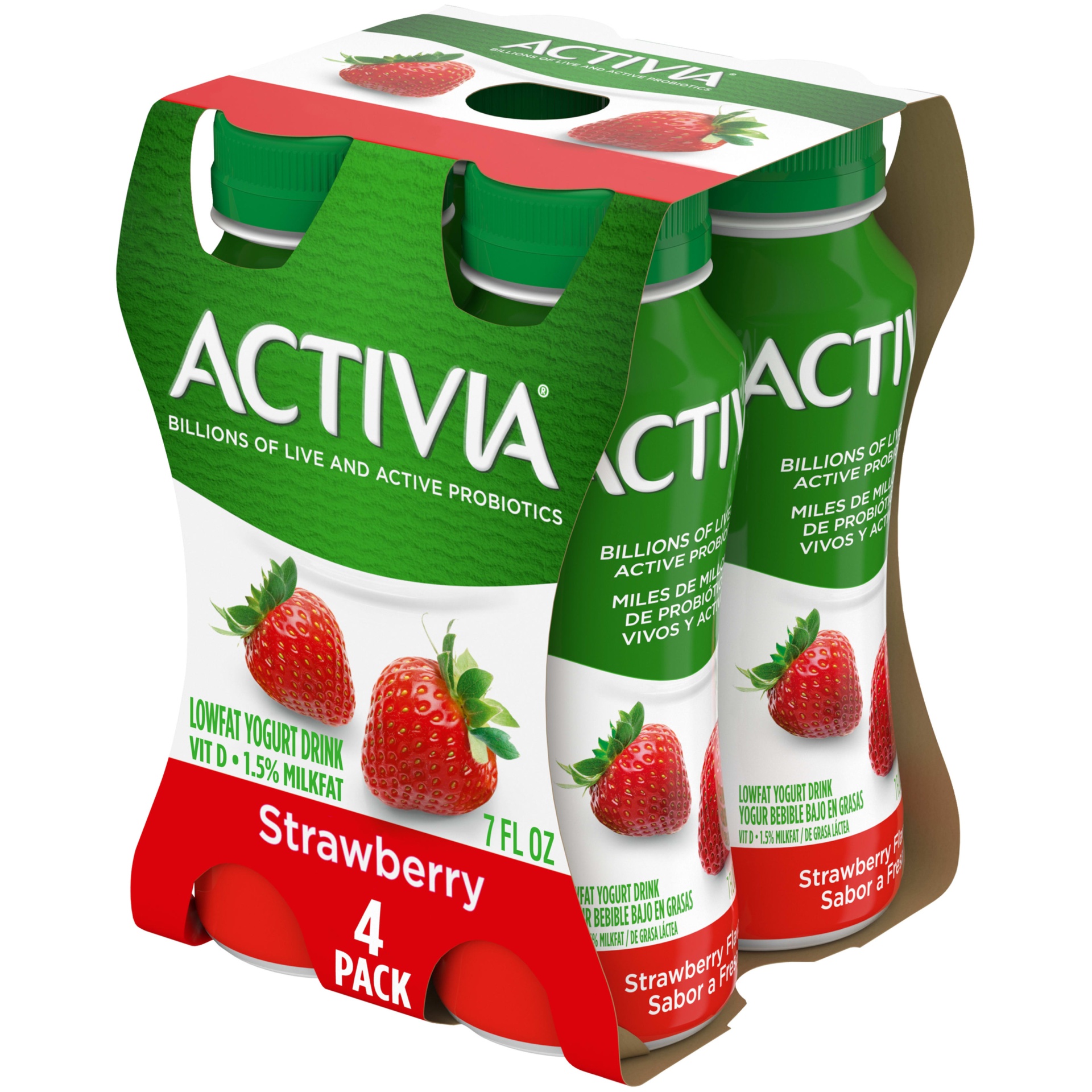 slide 1 of 1, Activia Probiotic Strawberry Dairy Drink, 7 fl oz