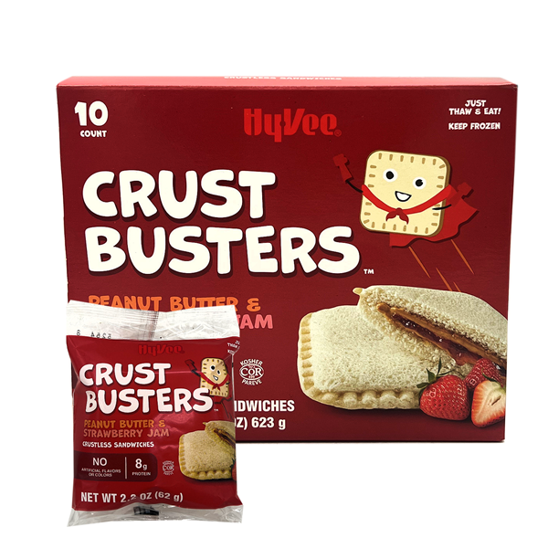 slide 1 of 1, Hy-Vee Crust Busters Peanut Butter & Strawberry Jam, 10 Count, 1 ct