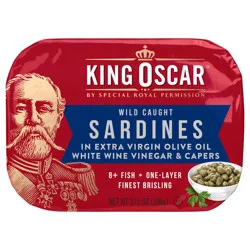 King Oscar Wild Caught Sardines in Extra Virgin Olive Oil with White Wine Vinegar & Capers 3.75 oz