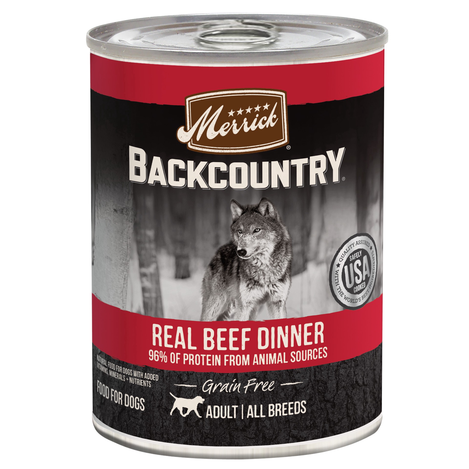 slide 1 of 9, Merrick Backcountry Grain Free Wet Dog Food Real Beef Dinner -  12.7 oz Can, 12.7 oz