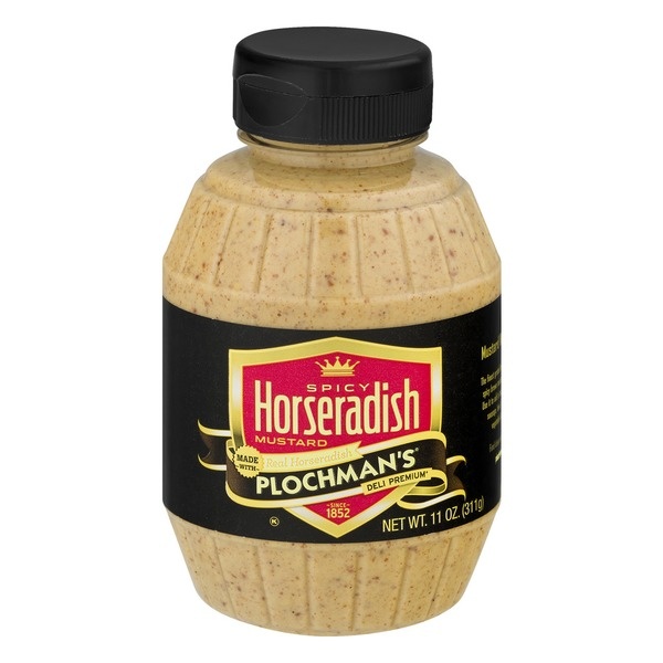 slide 1 of 1, Plochman's Deli Premium Spicy Horseradish Mustard, 11 oz