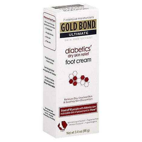 slide 1 of 1, Gold Bond Diabetic Foot Cream Relief, 3.4 oz