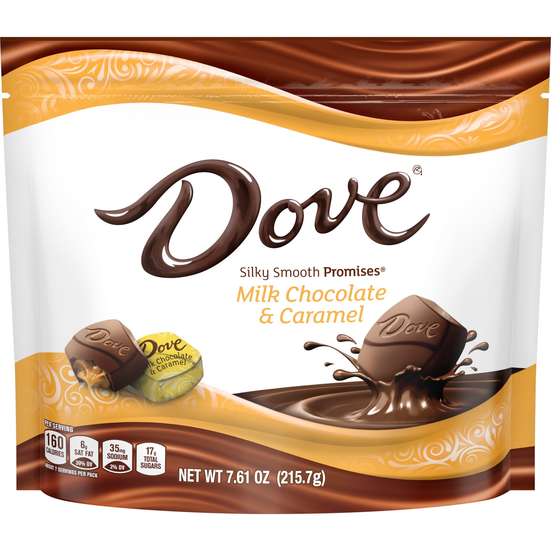 slide 1 of 4, DOVE PROMISES Milk Chocolate Caramel Candy, 7.61 oz