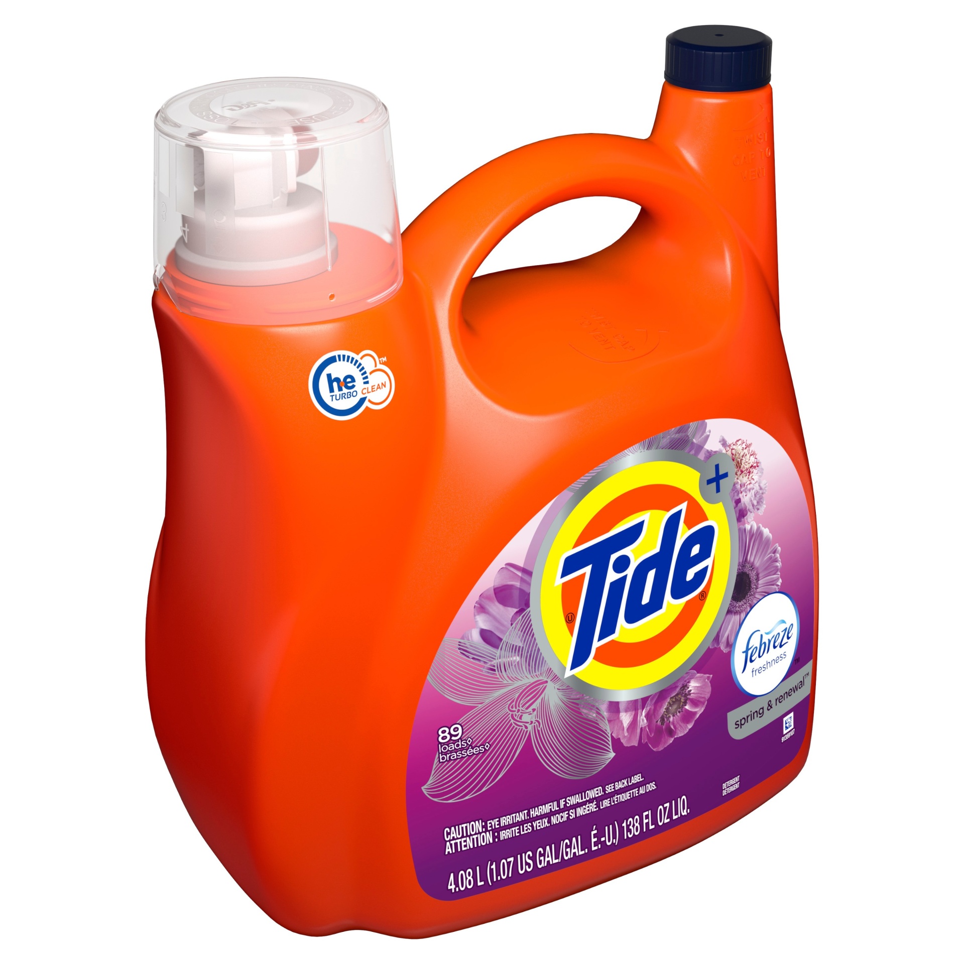 slide 1 of 3, Tide Plus Febreze Spring & Renewal High Efficiency Liquid Laundry Detergent, 138 fl oz