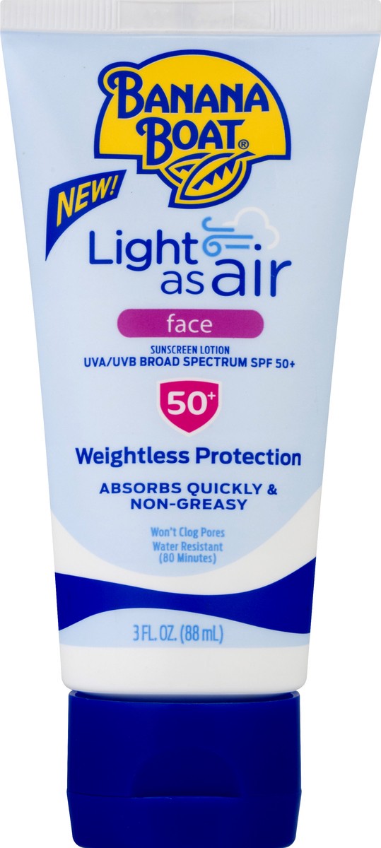 slide 7 of 11, Banana Boat Light as Air SPF 50+ Face Lotion Sunscreen 3 oz, 3 oz