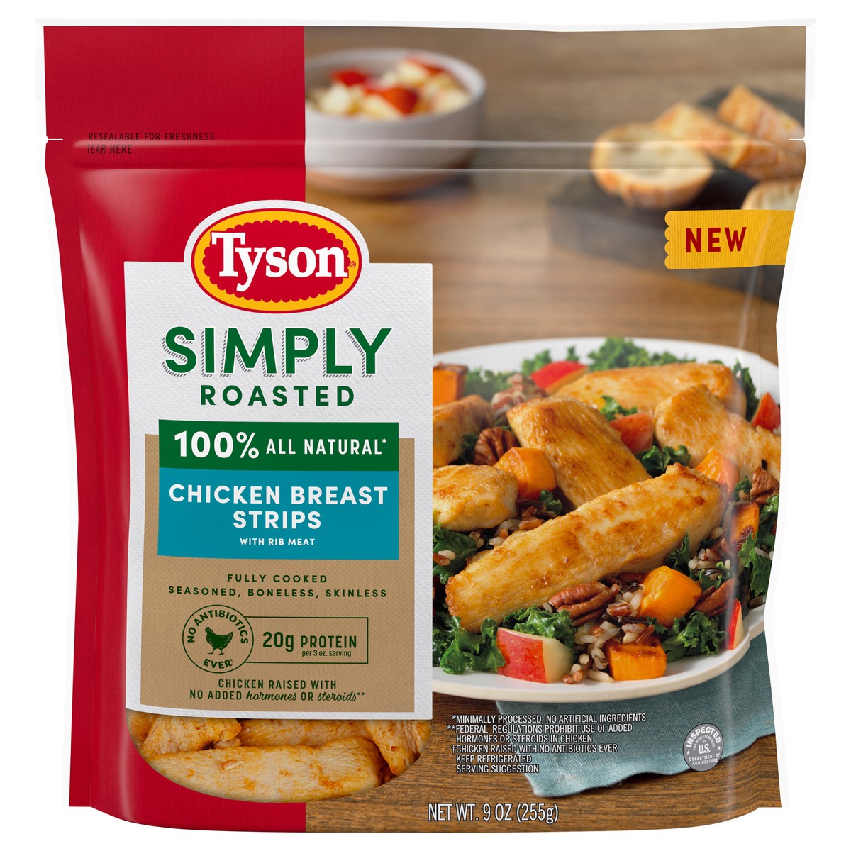 slide 1 of 6, Tyson Simply Roasted Chicken Breast Strips, 9 oz, 9 oz